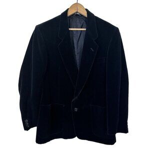 DC International Vintage Mens Black Velvet Sports Coat Jacket 40L Slim 2 Button